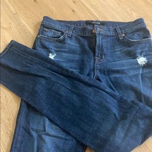 dark blue ripped jeans low/mid rise